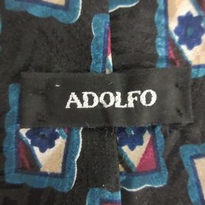 Adolfo men's tie, black w/ multicolored geometrics